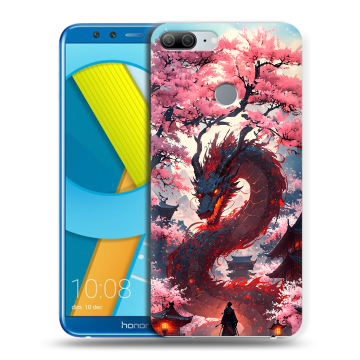 Силиконовый чехол на Huawei Honor 9 Lite с принтом Дракон Японский Силиконовый чехол на Huawei Honor 9 Lite с принтом Дракон Японский