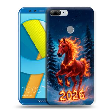 Силиконовый чехол на Huawei Honor 9 Lite с принтом Новый год коня