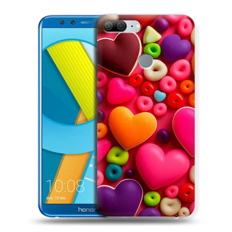 Пластиковый чехол на Huawei Honor 9 Lite с принтом Сердечки Пластиковый чехол на Huawei Honor 9 Lite с принтом Сердечки