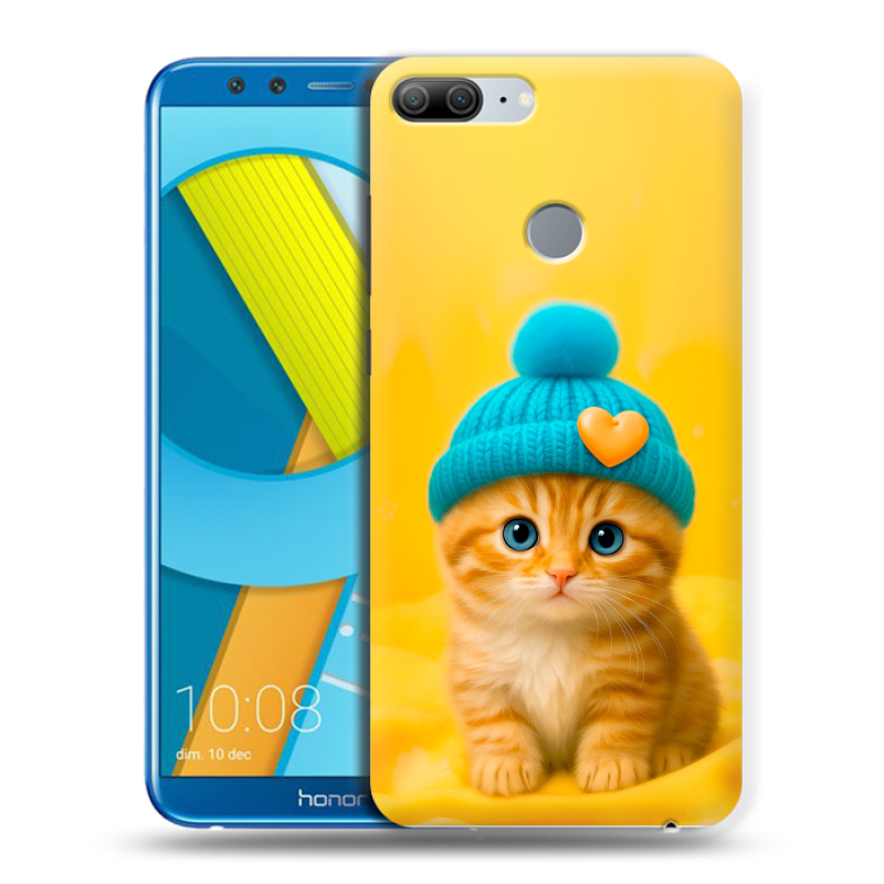 Пластиковый чехол на Huawei Honor 9 Lite с принтом Котенок в шапке Пластиковый чехол на Huawei Honor 9 Lite с принтом Котенок в шапке