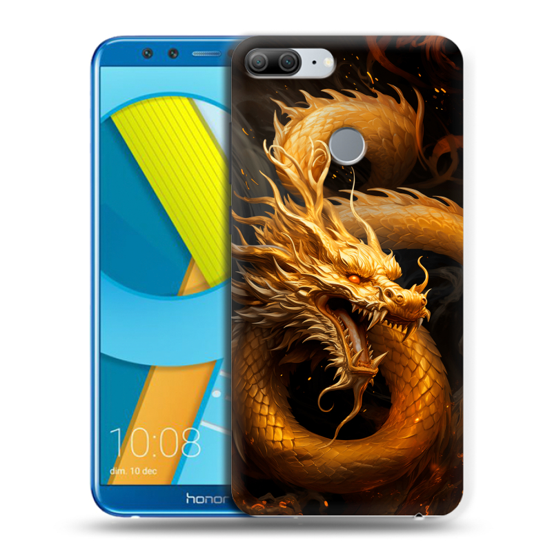 Пластиковый чехол на Huawei Honor 9 Lite с принтом Золотой дракон Пластиковый чехол на Huawei Honor 9 Lite с принтом Золотой дракон