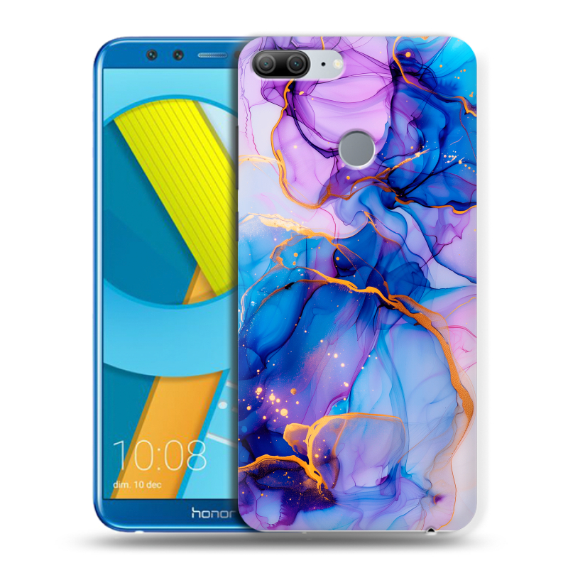 Силиконовый чехол на Huawei Honor 9 Lite с принтом синий мрамор Силиконовый чехол на Huawei Honor 9 Lite с принтом синий мрамор