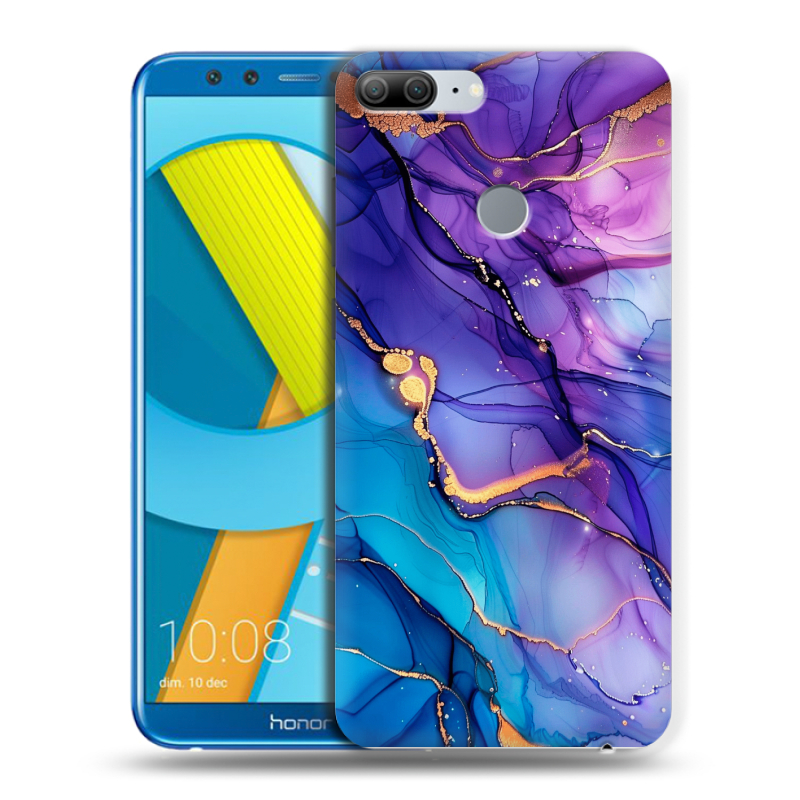 Пластиковый чехол на Huawei Honor 9 Lite с принтом синий мрамор Пластиковый чехол на Huawei Honor 9 Lite с принтом синий мрамор