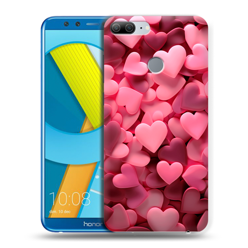 Пластиковый чехол на Huawei Honor 9 Lite с принтом розовые сердечки Пластиковый чехол на Huawei Honor 9 Lite с принтом розовые сердечки