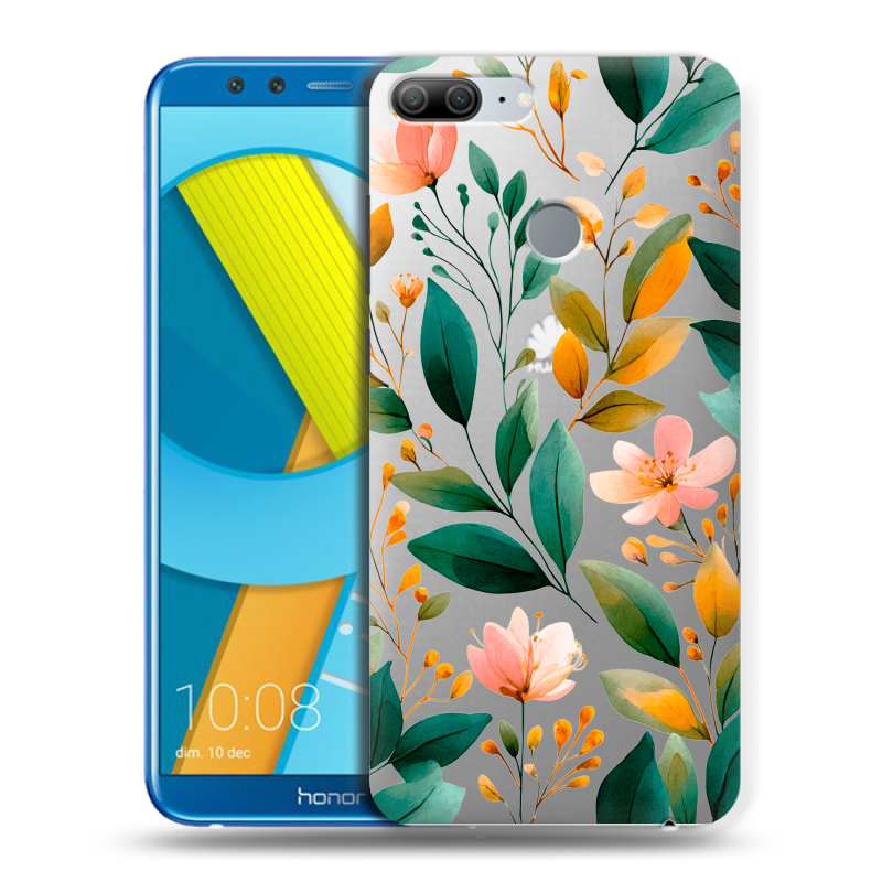 Силиконовый чехол на Huawei Honor 9 Lite с принтом Цветы паттерн Силиконовый чехол на Huawei Honor 9 Lite с принтом Цветы паттерн