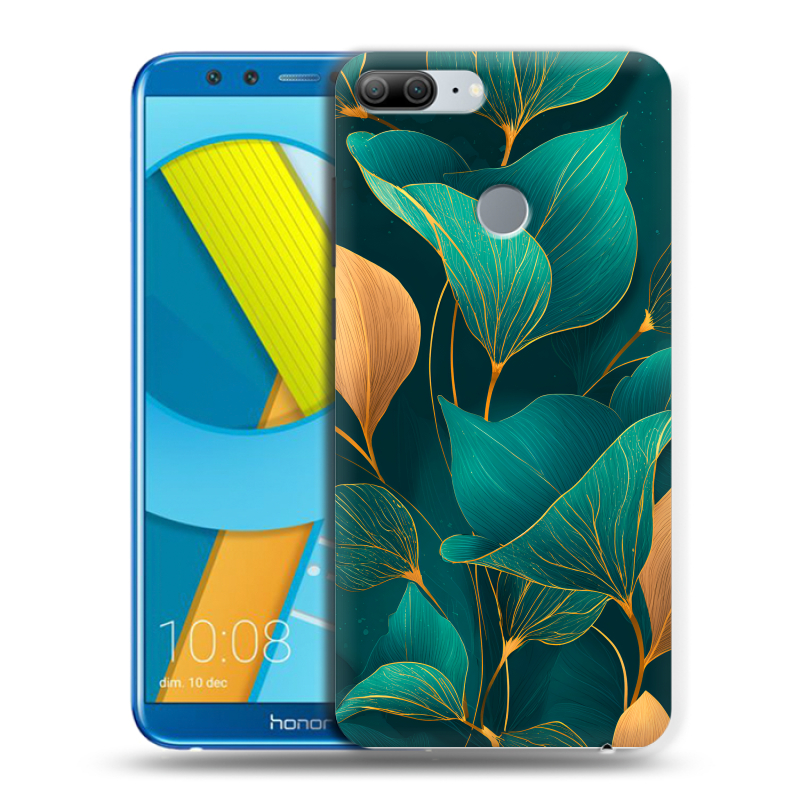 Силиконовый чехол на Huawei Honor 9 Lite с принтом Листья и золото Силиконовый чехол на Huawei Honor 9 Lite с принтом Листья и золото