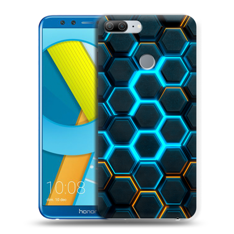 Силиконовый чехол на Huawei Honor 9 Lite с принтом Неоновые соты Силиконовый чехол на Huawei Honor 9 Lite с принтом Неоновые соты
