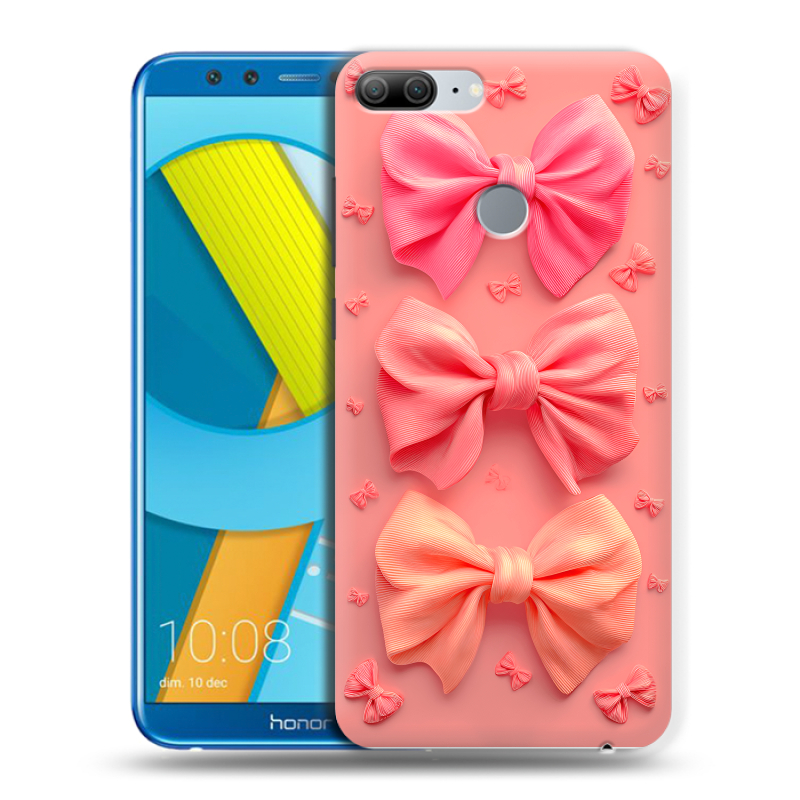 Пластиковый чехол на Huawei Honor 9 Lite с принтом Розовые бантики Пластиковый чехол на Huawei Honor 9 Lite с принтом Розовые бантики