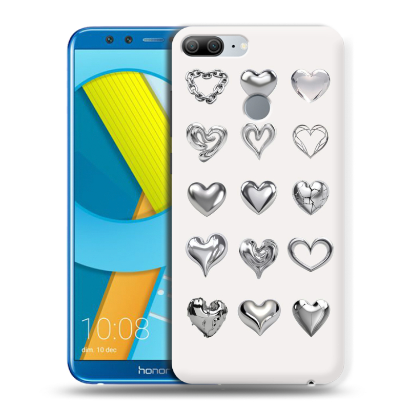 Пластиковый чехол на Huawei Honor 9 Lite с принтом Y2K сердечки Пластиковый чехол на Huawei Honor 9 Lite с принтом Y2K сердечки