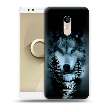 Силиконовый чехол на Alcatel 3C с принтом Лесной волк Силиконовый чехол на Alcatel 3C с принтом Лесной волк