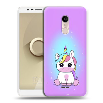 Силиконовый чехол на Alcatel 3C с принтом Единорог Силиконовый чехол на Alcatel 3C с принтом Единорог