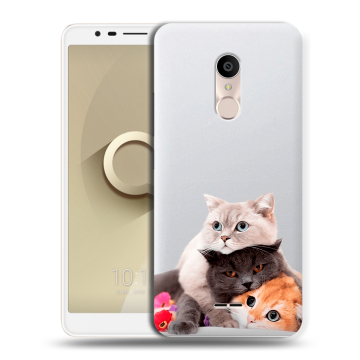 Силиконовый чехол на Alcatel 3C с принтом Кошки Силиконовый чехол на Alcatel 3C с принтом Кошки
