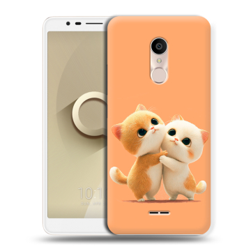 Силиконовый чехол на Alcatel 3C с принтом Милые котики Силиконовый чехол на Alcatel 3C с принтом Милые котики