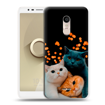Силиконовый чехол на Alcatel 3C с принтом Кошки Силиконовый чехол на Alcatel 3C с принтом Кошки