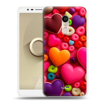 Силиконовый чехол на Alcatel 3C с принтом Сердечки Силиконовый чехол на Alcatel 3C с принтом Сердечки