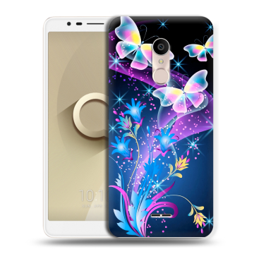 Силиконовый чехол на Alcatel 3C с принтом Бабочки Силиконовый чехол на Alcatel 3C с принтом Бабочки