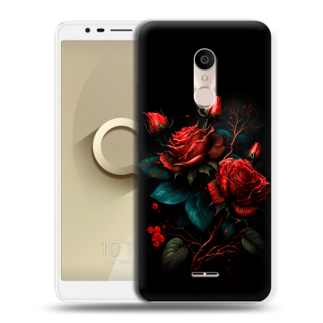 Силиконовый чехол на Alcatel 3C с принтом Розы красные Силиконовый чехол на Alcatel 3C с принтом Розы красные