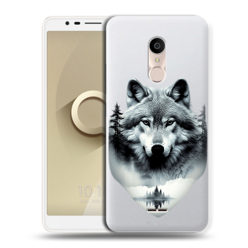 Силиконовый чехол на Alcatel 3C с принтом Волк в лесу Силиконовый чехол на Alcatel 3C с принтом Волк в лесу