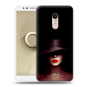 Силиконовый чехол на Alcatel 3C с принтом Девушка в шляпе Силиконовый чехол на Alcatel 3C с принтом Девушка в шляпе
