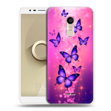 Силиконовый чехол на Alcatel 3C с принтом Бабочки Силиконовый чехол на Alcatel 3C с принтом Бабочки