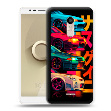 Силиконовый чехол на Alcatel 3C с принтом Гоночные машины Силиконовый чехол на Alcatel 3C с принтом Гоночные машины