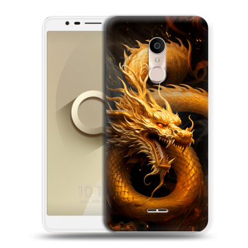 Силиконовый чехол на Alcatel 3C с принтом Золотой дракон