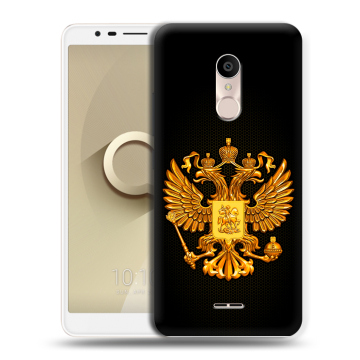 Силиконовый чехол на Alcatel 3C с принтом Герб России желтый Силиконовый чехол на Alcatel 3C с принтом Герб России желтый