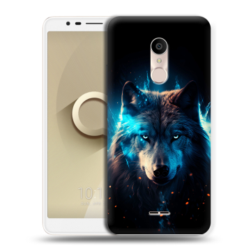 Силиконовый чехол на Alcatel 3C с принтом Волк ночной Силиконовый чехол на Alcatel 3C с принтом Волк ночной