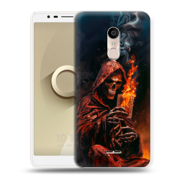 Силиконовый чехол на Alcatel 3C с принтом Скелет и карты Силиконовый чехол на Alcatel 3C с принтом Скелет и карты