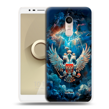 Силиконовый чехол на Alcatel 3C с принтом Герб флаг России Силиконовый чехол на Alcatel 3C с принтом Герб флаг России
