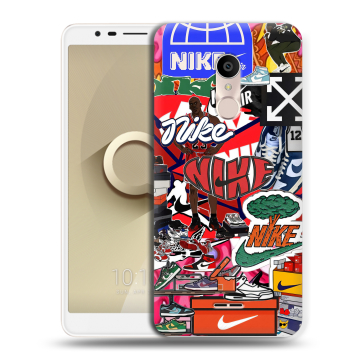 Силиконовый чехол на Alcatel 3C с принтом Найк Nike яркий Силиконовый чехол на Alcatel 3C с принтом Найк Nike яркий