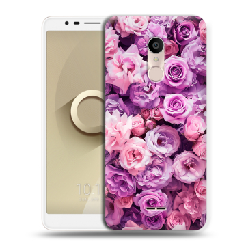 Силиконовый чехол на Alcatel 3C с принтом лавандовые розы Силиконовый чехол на Alcatel 3C с принтом лавандовые розы