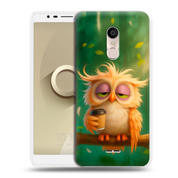 Силиконовый чехол на Alcatel 3C с принтом сова Силиконовый чехол на Alcatel 3C с принтом сова