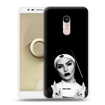 Силиконовый чехол на Alcatel 3C с принтом монашка Силиконовый чехол на Alcatel 3C с принтом монашка