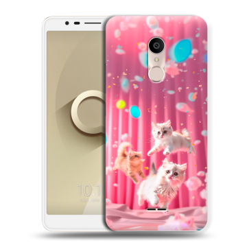 Силиконовый чехол на Alcatel 3C с принтом милые котики Силиконовый чехол на Alcatel 3C с принтом милые котики