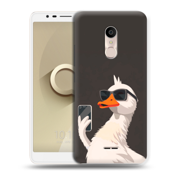 Силиконовый чехол на Alcatel 3C с принтом утка в очках Силиконовый чехол на Alcatel 3C с принтом утка в очках
