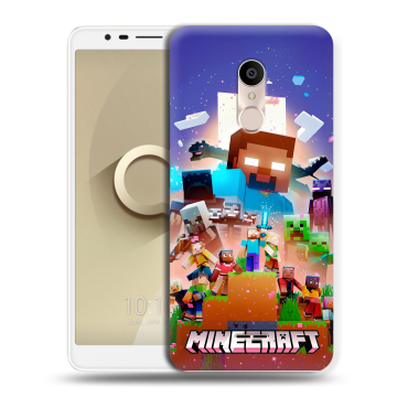 Силиконовый чехол на Alcatel 3C с принтом Майнкрафт Minecraft
