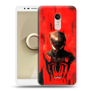 Силиконовый чехол на Alcatel 3C с принтом человек паук spiderman Силиконовый чехол на Alcatel 3C с принтом человек паук spiderman