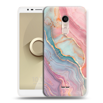Силиконовый чехол на Alcatel 3C с принтом розовый мрамор Силиконовый чехол на Alcatel 3C с принтом розовый мрамор