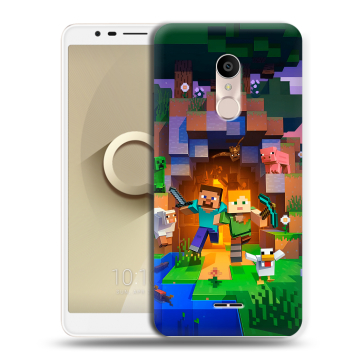 Силиконовый чехол на Alcatel 3C с принтом Майнкрафт Minecraft
