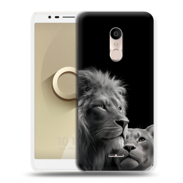Силиконовый чехол на Alcatel 3C с принтом Лев кошки Силиконовый чехол на Alcatel 3C с принтом Лев кошки