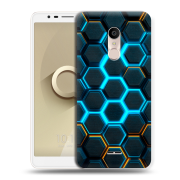 Силиконовый чехол на Alcatel 3C с принтом Неоновые соты Силиконовый чехол на Alcatel 3C с принтом Неоновые соты