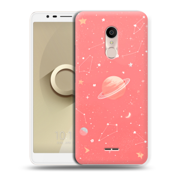 Силиконовый чехол на Alcatel 3C с принтом Розовый космос Силиконовый чехол на Alcatel 3C с принтом Розовый космос