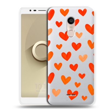 Силиконовый чехол на Alcatel 3C с принтом Сердечки Силиконовый чехол на Alcatel 3C с принтом Сердечки