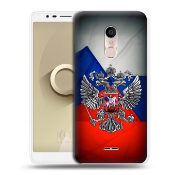 Силиконовый чехол на Alcatel 3C с принтом Флаг России Силиконовый чехол на Alcatel 3C с принтом Флаг России