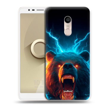 Силиконовый чехол на Alcatel 3C с принтом Медведь Силиконовый чехол на Alcatel 3C с принтом Медведь