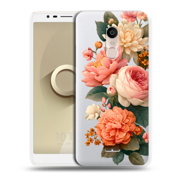 Силиконовый чехол на Alcatel 3C с принтом цветы Силиконовый чехол на Alcatel 3C с принтом цветы