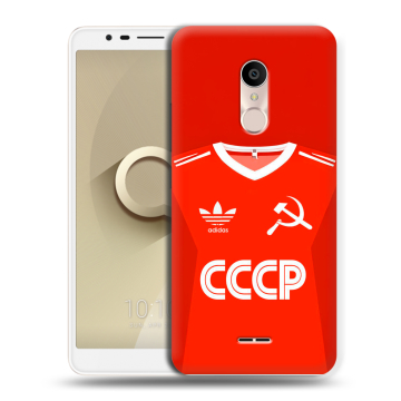 Силиконовый чехол на Alcatel 3C с принтом Флаг Герб СССР Силиконовый чехол на Alcatel 3C с принтом Флаг Герб СССР