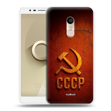 Силиконовый чехол на Alcatel 3C с принтом Флаг Герб СССР Силиконовый чехол на Alcatel 3C с принтом Флаг Герб СССР