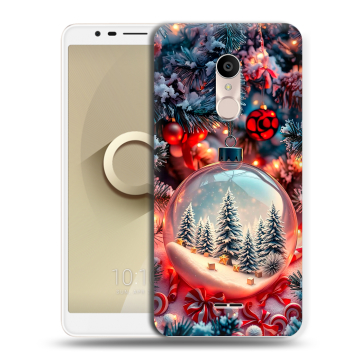 Силиконовый чехол на Alcatel 3C с принтом Новый год Силиконовый чехол на Alcatel 3C с принтом Новый год